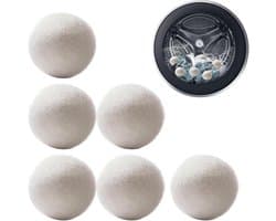 6 stuks wollen droogballen - Wasdroger ballen - Droogballen - hoge dichtheid - absorberen vocht - verminderen statische elektriciteit - milieuvriendelijk - wasverzachter - verkort de droogtijd - Voor Gezinnen - Wit - 4cm