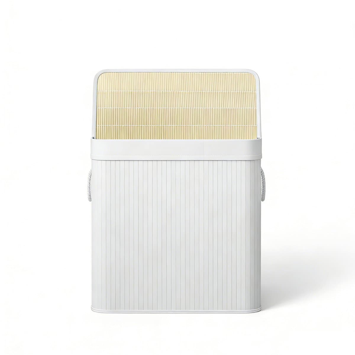 Waskorf Vuile wasmand Met 3 compartimenten Klemdeksel en handgreep 150 liter extra grote capaciteit Opvouwbaar ontwerp ruimtebesparend Geschikt voor wasruimte Slaapkamer en badkamer 60 x 40 x 60,5 cm Wit — afbeelding 1