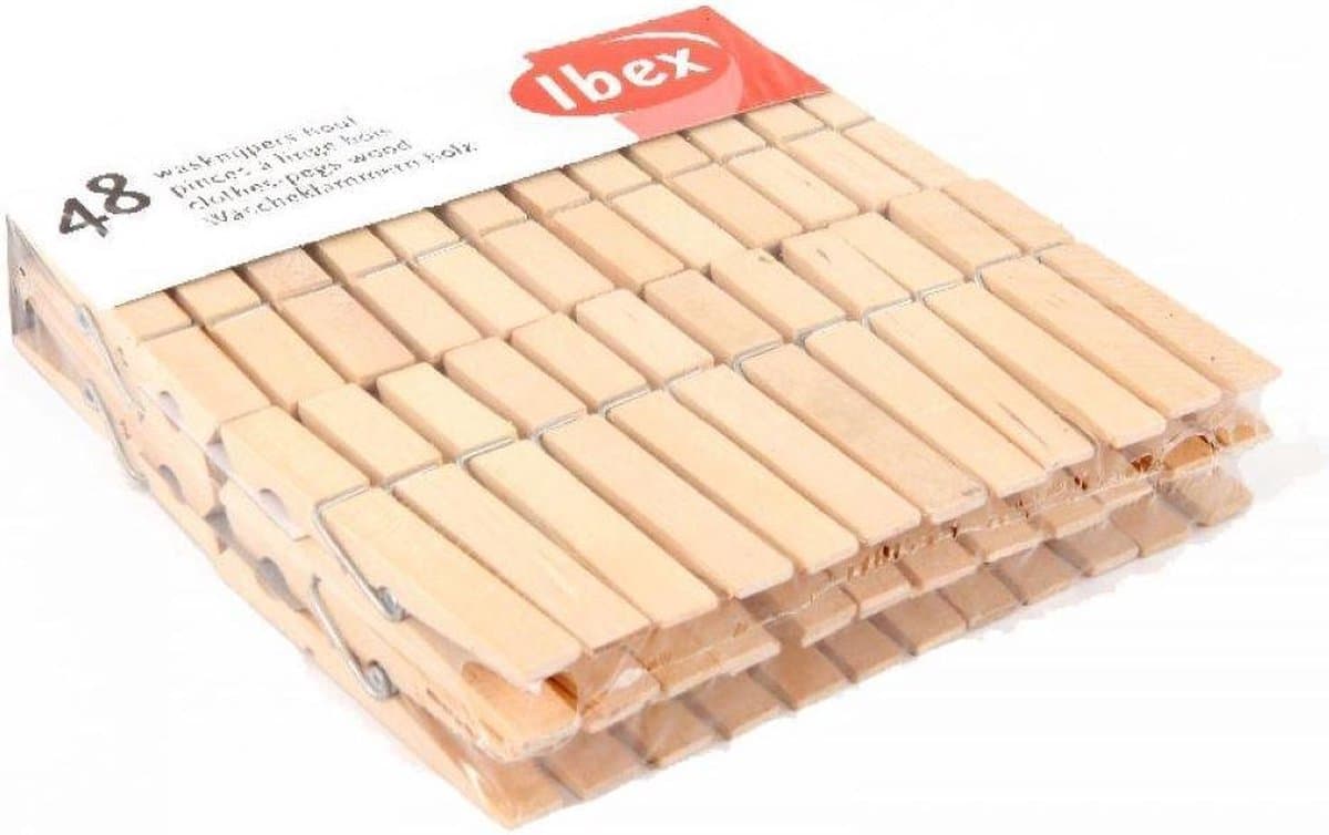 Wasknijpers hout 48 stuks — afbeelding 1