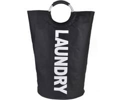 Wasmand - Waszak - Laundry basket - Opvouwbaar - 81L - Zwart