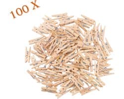 FSW-Products Houten Mini Knijpers (25x3mm) - Set van 100 Kleine Clips voor Polaroid Foto's, Kerstkaarten en Meer — afbeelding 1