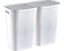 Curver Infinity Recycled Wasmand met deksel - 60L - 2 stuks - Wit — afbeelding 1