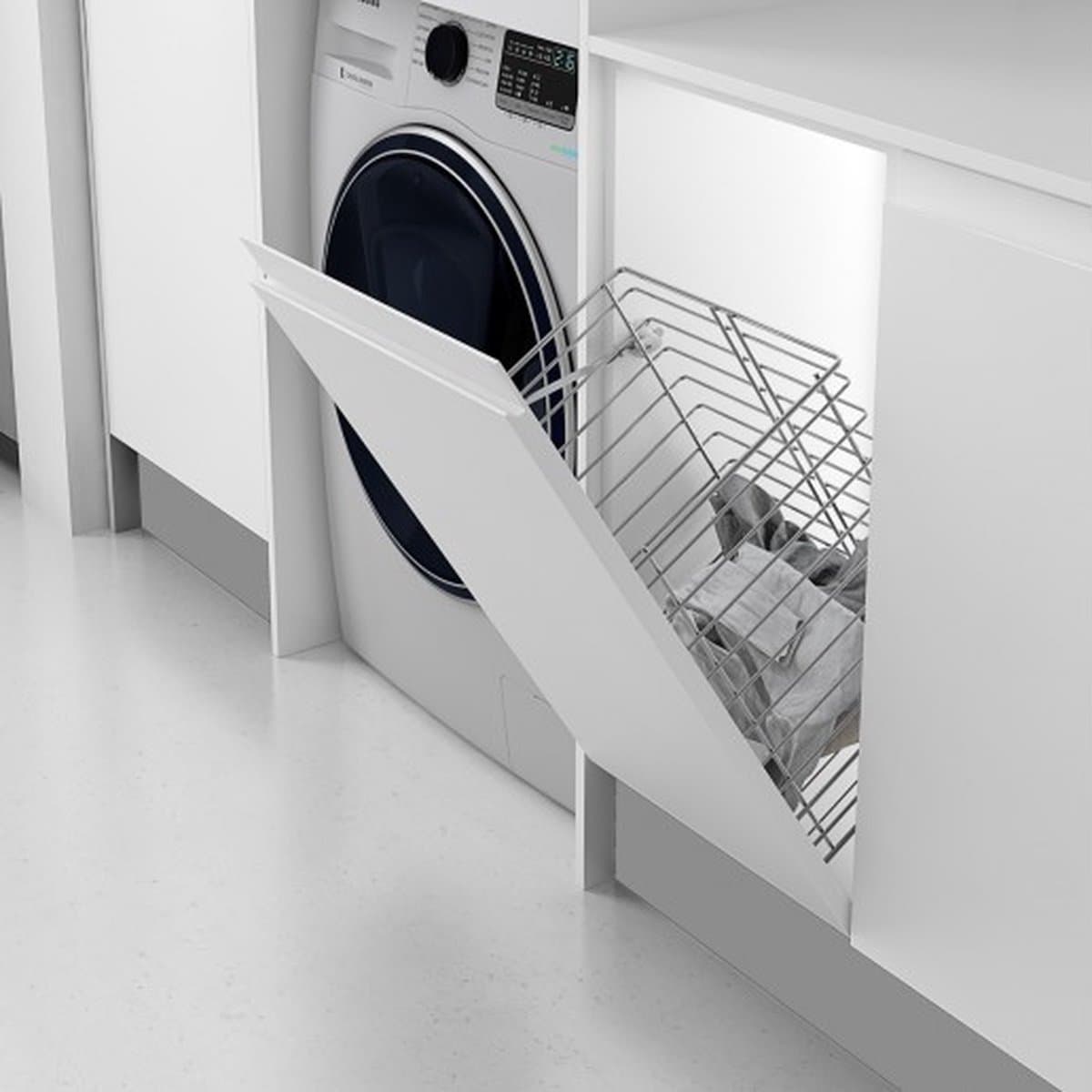 Eleganca Uitneembare Wasmand - 316 x 420 x 270 mm - kantelbare wasmand - compacte wassorteerder - inbouw wasbox - staal — afbeelding 1