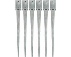 vidaXL - Grondpinnen - 6 - st - 9x9x90 - cm - gegalvaniseerd - staal - zilverkleurig