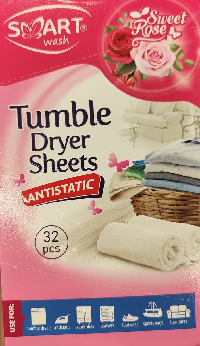 Droogtrommeldoekjes | droogtrommel doekjes | Sweet Rose | Droogtrommel doekjes Droogtrommel doekjes anti-statisch | Droger doekjes | Wasdroger doekjes | Geurdoekjes droger | Anti-kreuk doekjes | Wasverzachter doekjes | 32 stuks — afbeelding 1