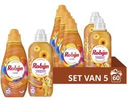 Robijn - Wasmiddel en Wasverzachter Pakket - Color + Passiebloem & Bergamot - 5 stuks - (60 Wasbeurten) - Voordeelverpakking