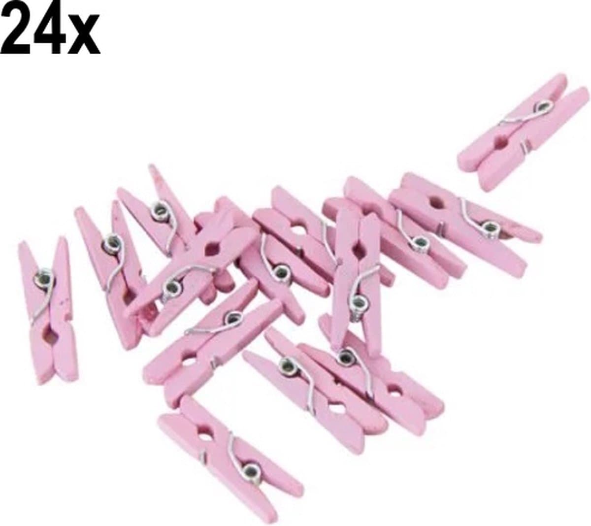 24x Mini Houten Knijpers Roze — afbeelding 1