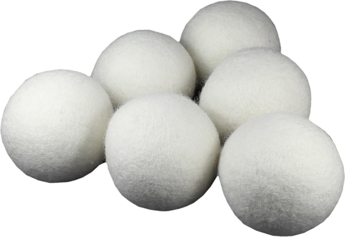 EcoSavers Droogballen Wol voor wasdroger set van 6 stuks Drogerballen doorsnede 7cm in katoenen bewaartasje — afbeelding 1