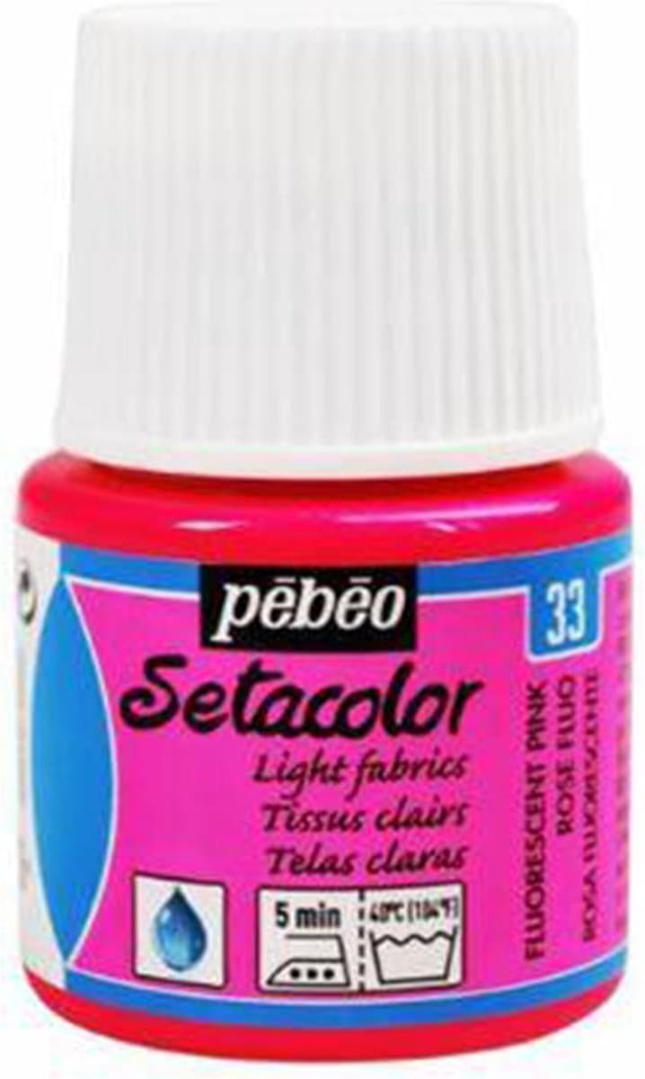 Pébéo Setacolor Fluoriserend Roze Textielverf - 45ml textielverf voor lichte stoffen — afbeelding 1
