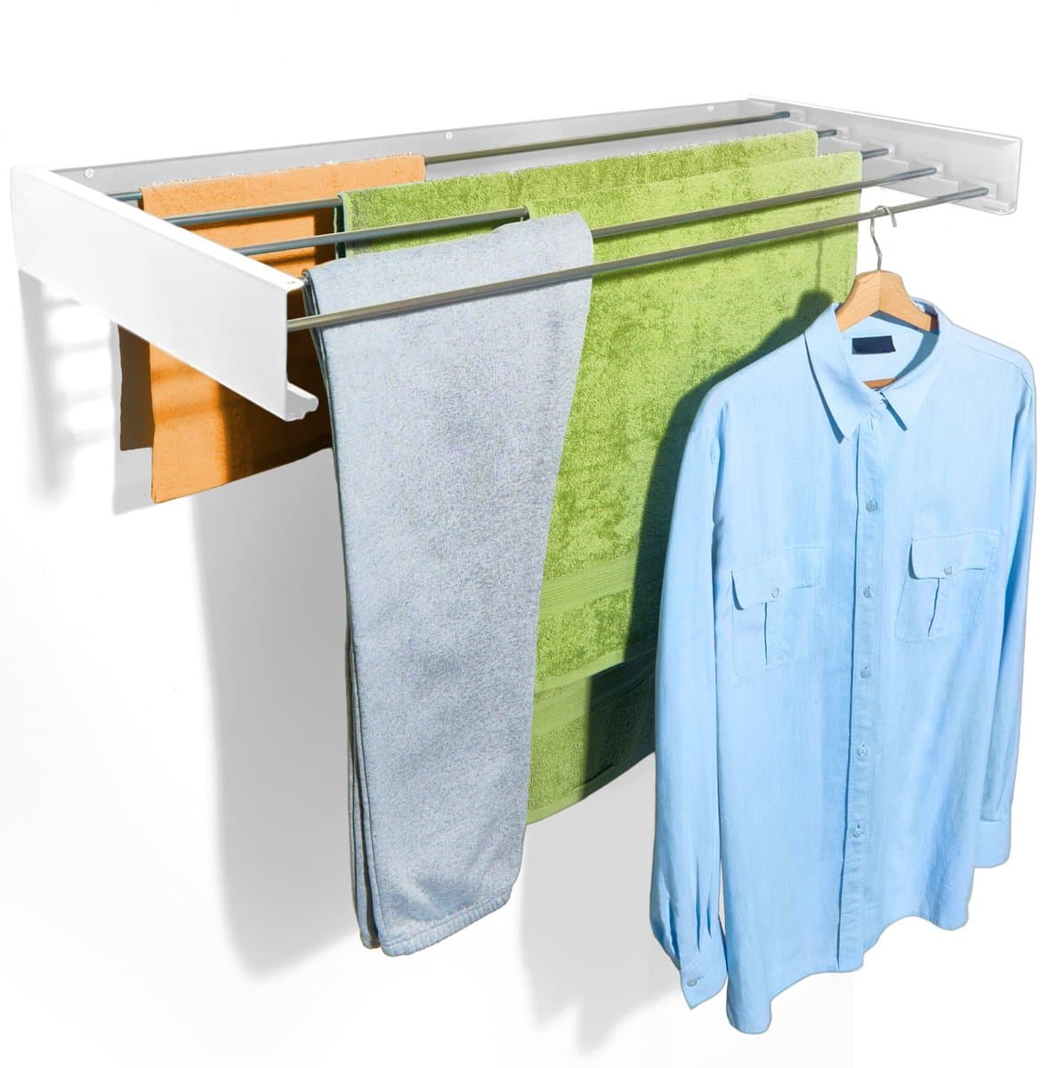 Bodo Droogrek Inklapbaar - Wanddroogrek - 80 cm - Inclusief Boormal - Vernieuwd 2025 Model - Wasrek Hangend - Uitklapbaar - Muur - Ophangbaar - 4m Drooglengte - Wit — afbeelding 1