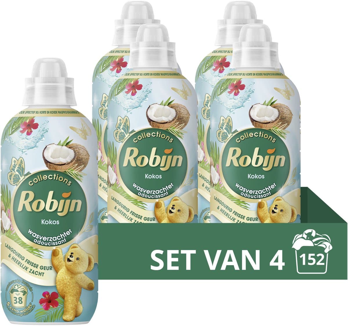 Robijn Wasverzachter - Kokos - 4 flessen - 156 wasbeurten - Voordeelverpakking — afbeelding 1