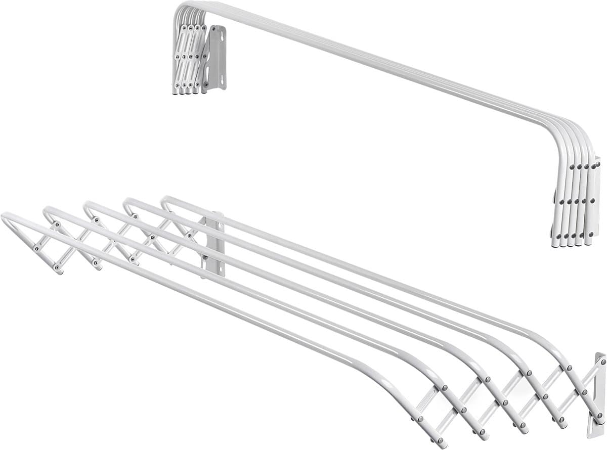 KADAX Opklapbaar wasrek voor wasruimte, ruimtebesparende wasdroger van metaal, uittrekbare accordeonwand, kleerhanger voor binnenshuis (100 cm) — afbeelding 1