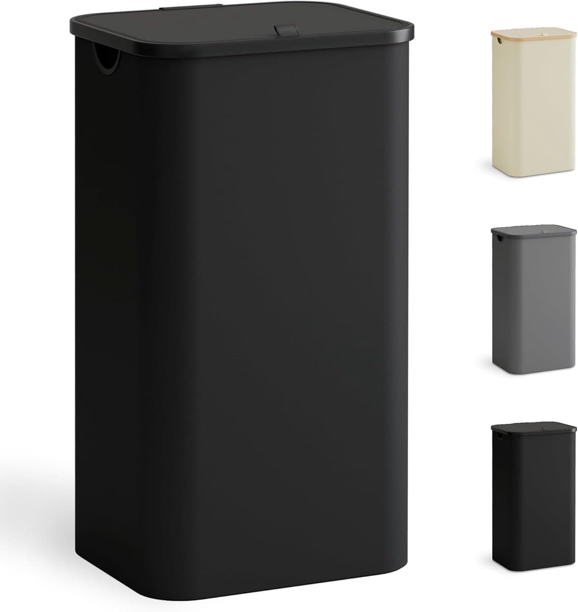 Wasmand met deksel - 100 liter - zwart - opvouwbaar — afbeelding 1
