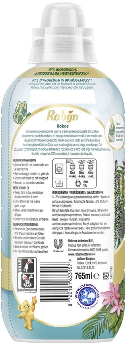 Robijn - Wasverzachter - Kokos - 38wb/765ml — afbeelding 1