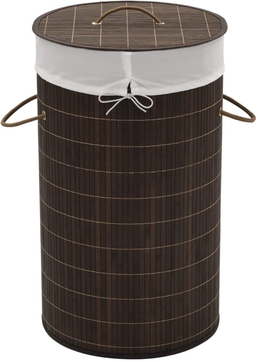 vidaXL - Wasmand - rond - bamboe - donkerbruin — afbeelding 1