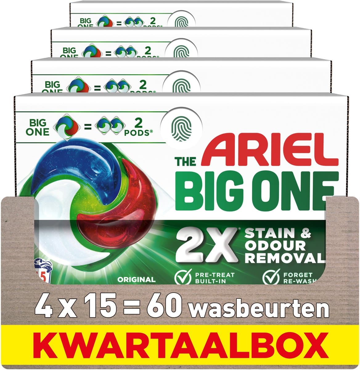 Ariel 3in1 Wasmiddel Pods The Big One Original - 4 x 15 stuks — afbeelding 1