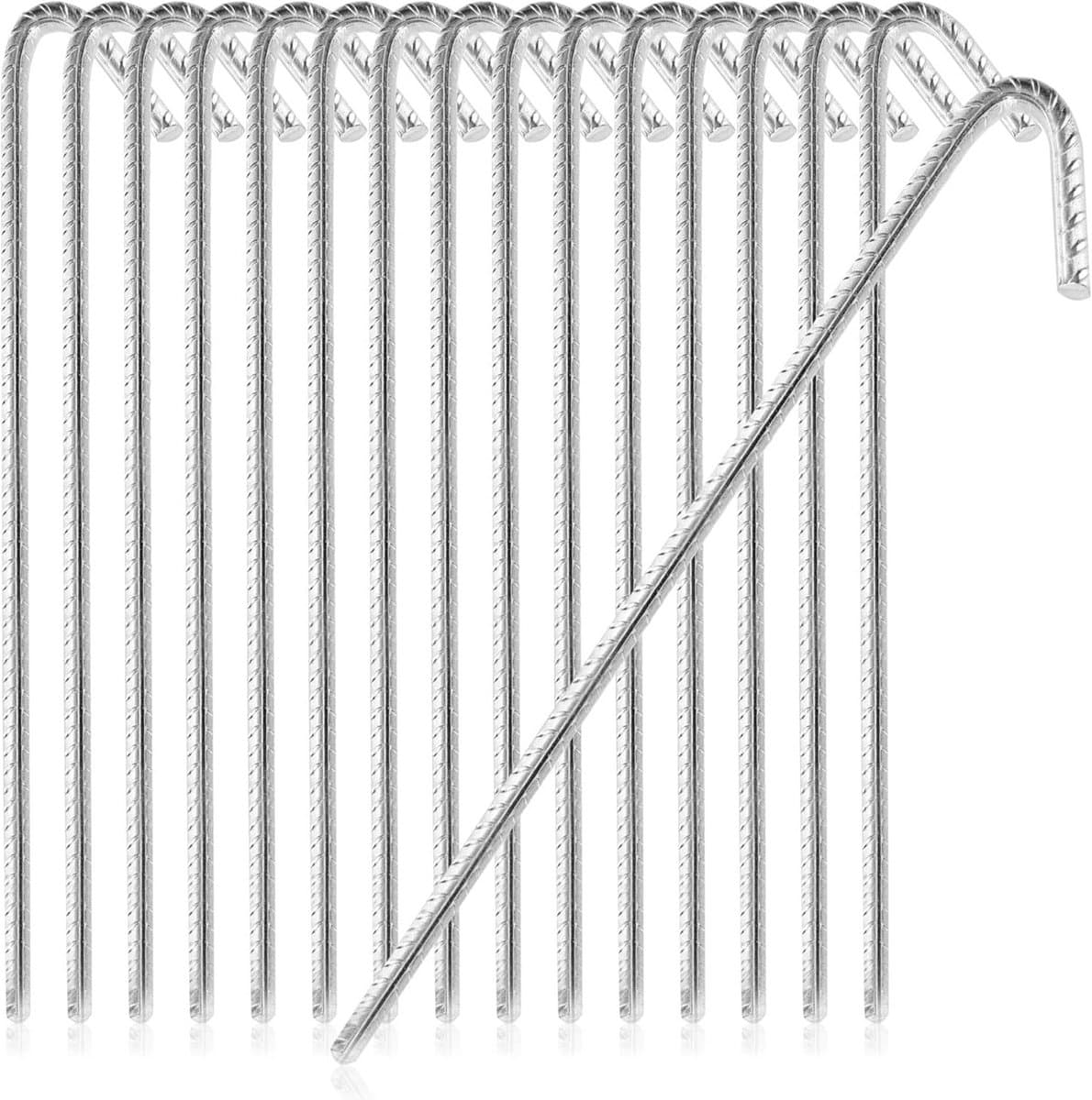 XL Grondankers van Massief Staal - 42 cm J-vormige Haringen voor Tent, Paviljoen en Trampoline - Roestvrij en Stabiel — afbeelding 1