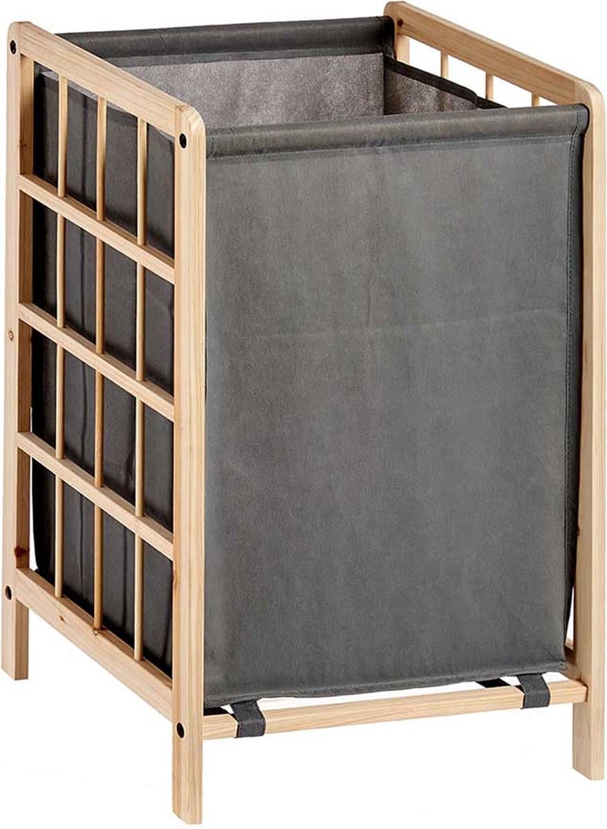Kipit Wasmand Woodbox - met opvang waszak - 50 liter compartiment - 40 x 33 x 60 cm — afbeelding 1