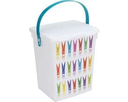 Wasknijper bewaarboxen turquoise hengsel - 5 liter - 23 x 18 cm - Wasknijpers opbergen - Wasknijperboxen - Wasknijperdozen — afbeelding 1