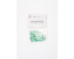 48 Mini houten knijpers Mint Groen - Feest Thema Polaroid Foto Ophangen Klein Knijper