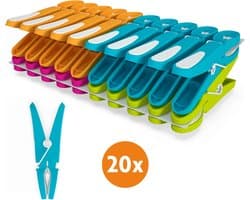 LaundrySpecialist Wasknijpers soft grip - 20 stuks - extra lang en stevig - wasknijpers plastic - wasknijpers kunststof - knijpers plastic - Made in EU