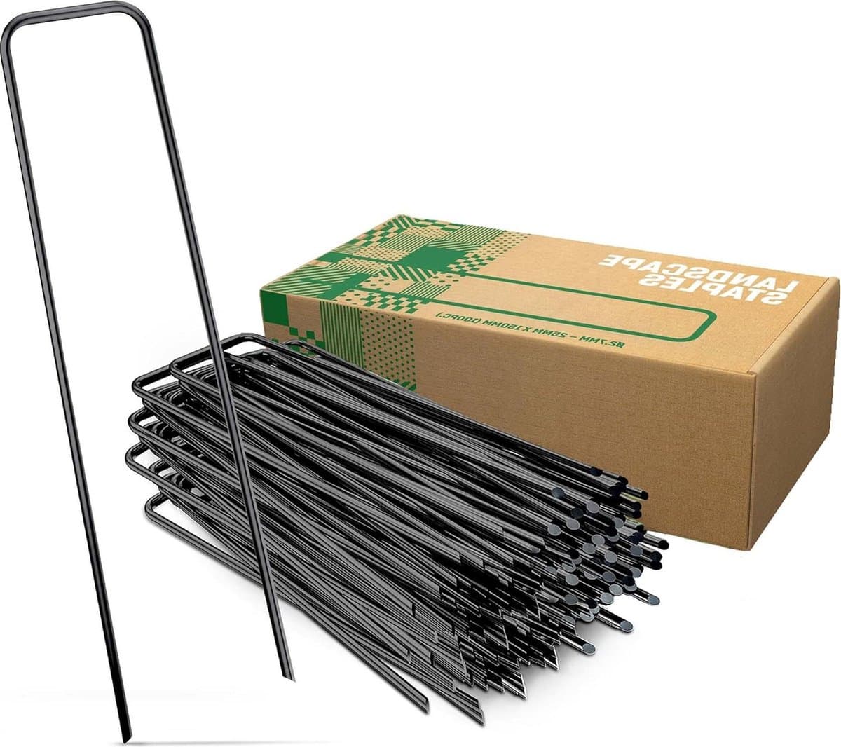 Grondankers van Niet Verzinkt Staal (250 Stuks) - Stabiele Grondankers Voor Onkruidvlies Tuinvlies Schutting & Net - 150 mm Lang 25 mm Breed Ø 2.7 mm - Sterke Grondverankeringsoptie — afbeelding 1