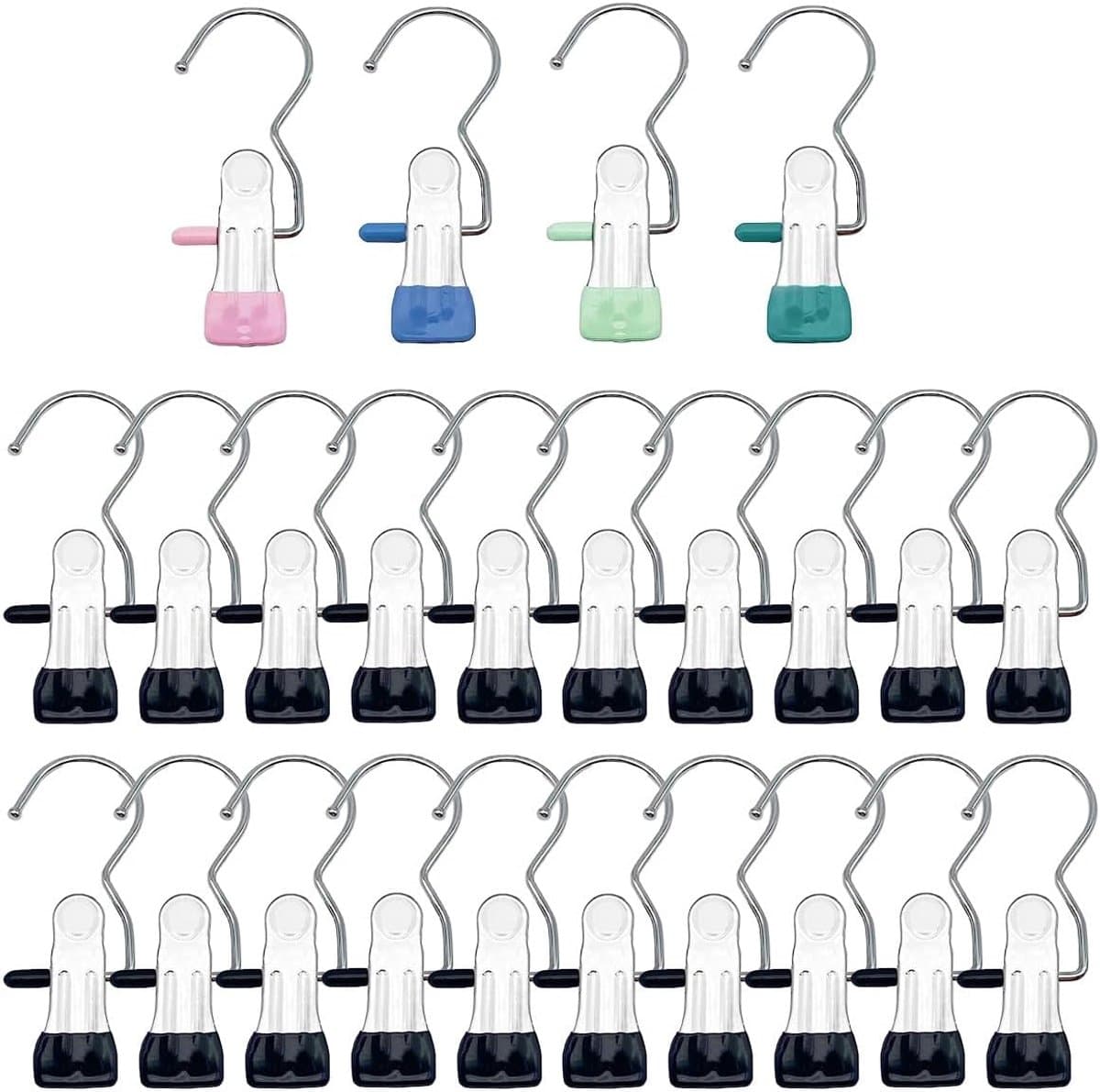 Kleerhanger Knijperhaken 24 Stuks Draagbare Metalen Knijperhanger, Roestvrijstalen Was Knijperclips, 360째 Draaibare Kleerhanger Knijperclips voor Broek Sokken Handdoek — afbeelding 1
