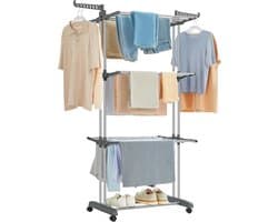 Bobbel Home Droogrek met Wielen – 6 Vleugels – Opvouwbaar – Binnen & Buiten – Grijs — afbeelding 1