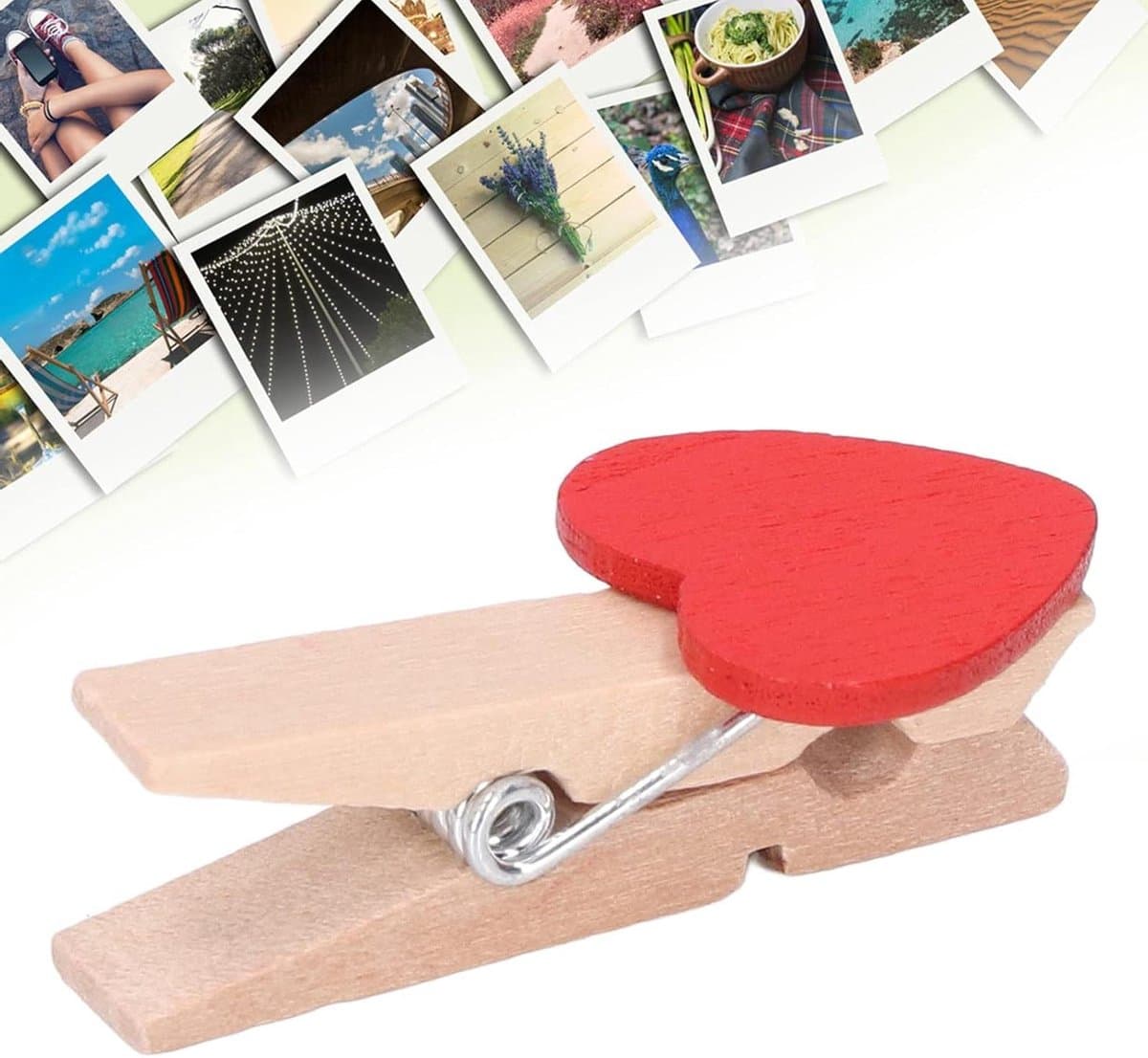 Hart houten wasknijpers rood hart ontwerp houten clips, 50 stuks, mini decoratieve wasknijpers voor doe-het-zelf maken, feestrekwisieten, fotoclipslogmateriaal, 6,5 cm — afbeelding 1
