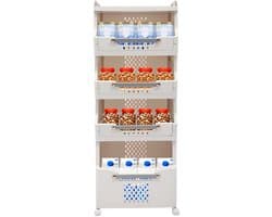 4-laags wasmand – Voor woonkamer en badkamer – met 360° draaibare functie, stille wielen en opvouwbaar kledingopbergrek – metaal/kunststof – wit