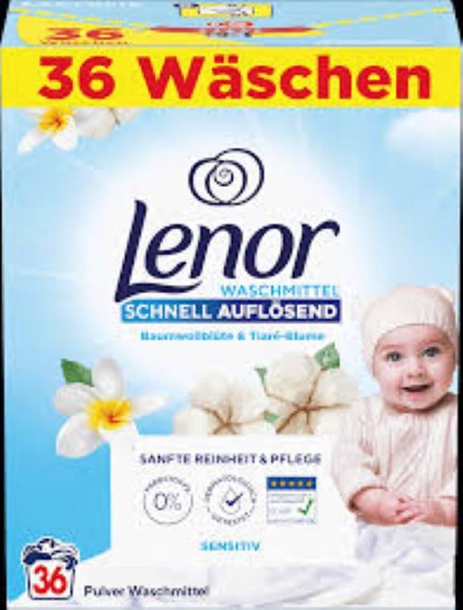 Lenor Waspoeder Sensitive 36 Wasbeurten — afbeelding 1