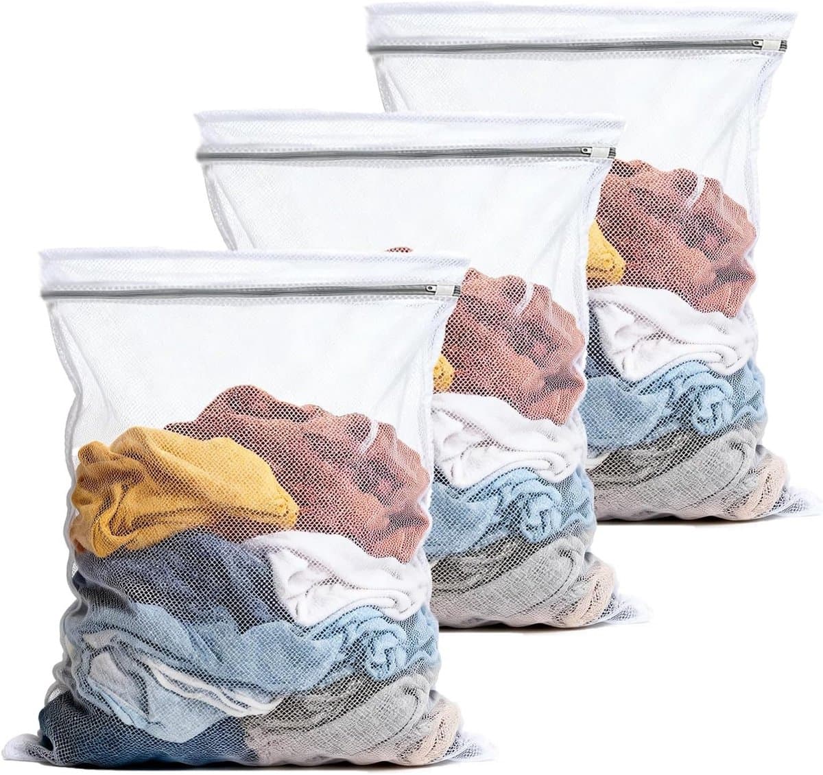 Set van 3 Wasnetten 60 x 50 cm - Duurzame Herbruikbare Waszakken met Rits voor Delicate Kleding, Sokken en Ondergoed — afbeelding 1