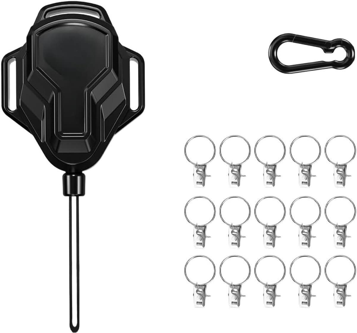 Intrekbare Waslijn - Reis Waslijn Draagbare Waslijn - Kleding Drogen - Met 15 Kledingclips - 9 Meter - Zwart — afbeelding 1