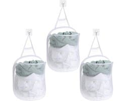 Wasmand - wasmanden - wassorteerder - 3 stuks - opvouwbare wasmand - inklapbare wasmand - opvouwbare opbergmand - Organizer kleding - organizer kledingkast - camping wasmand - opvouwbare waszak - 30*18*40cm - Wit - reis wasmand
