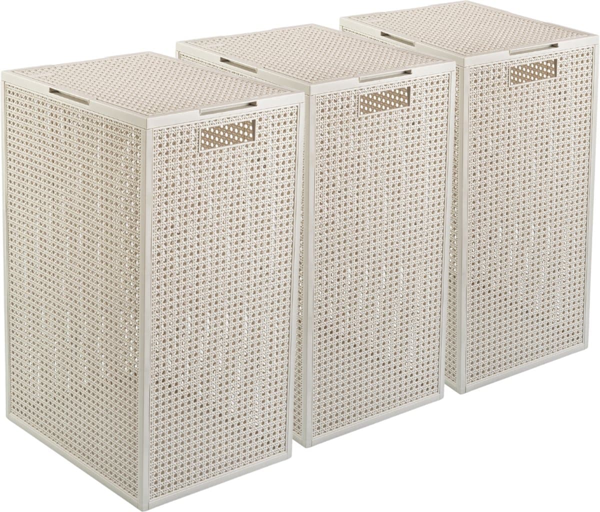 Curver Kaya Wasmand met deksel - 60L - 3 stuks - 38x29x58,5 cm - Wit — afbeelding 1