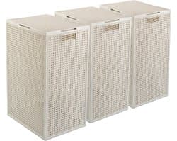 Curver Kaya Wasmand met deksel - 60L - 3 stuks - 38x29x58,5 cm - Wit — afbeelding 1