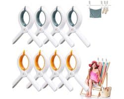Dailygoods - Handdoekklemmen Set van 5 - Robuuste Wasknijpers - Sterke Winddicht - Oranje en Blauw - Ideaal voor Strand en Zwembad - Voor Thuisgebruik