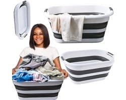 Mona - Opvouwbare Wasmand - 40L - Anti-slip Handvatten - Biało-szary