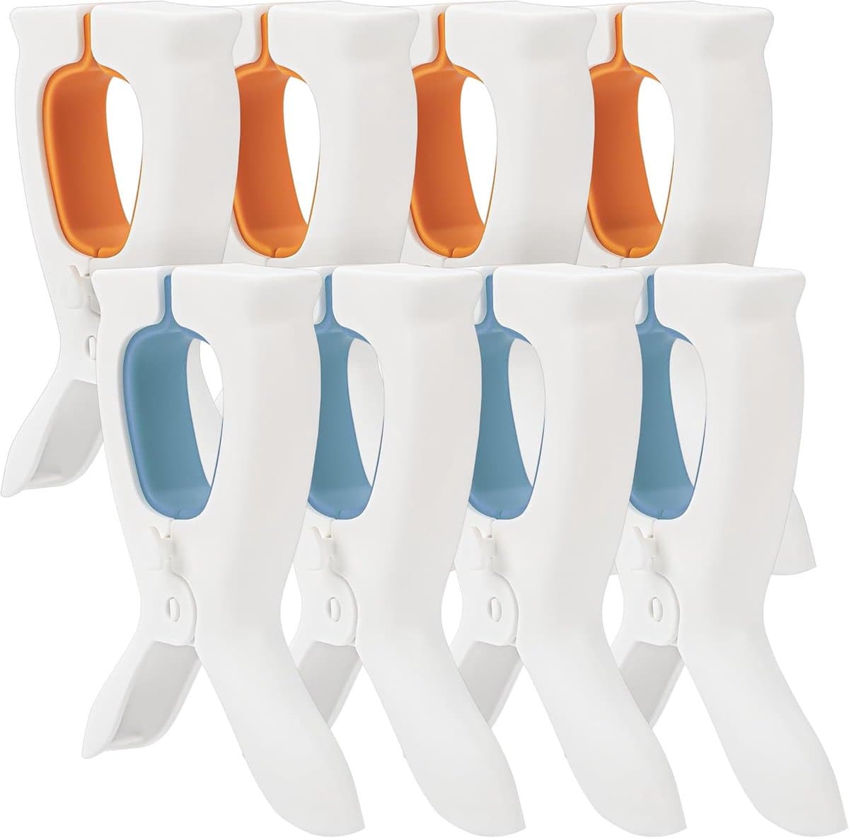 8 stuks Konijnenoortjes Strandstoel Handdoekclip - Wasknijpers - Unieke Wasknijper in Konijnenoortjes voor Strand - Zwembadfeest - Camping - Warmwaterbron ( Wit-Blauw en Wit-Oranje) — afbeelding 1