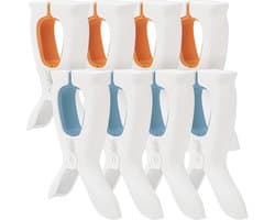 8 stuks Konijnenoortjes Strandstoel Handdoekclip - Wasknijpers - Unieke Wasknijper in Konijnenoortjes voor Strand - Zwembadfeest - Camping - Warmwaterbron ( Wit-Blauw en Wit-Oranje)