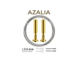 Azalia 5m Muurbevestiging Gordijnwalsdraadset, Hangende Draadgordijngordijnwalsdraad, voor Licht/Lampfoto's, Kunstprojecten Waslijn (Gouden)