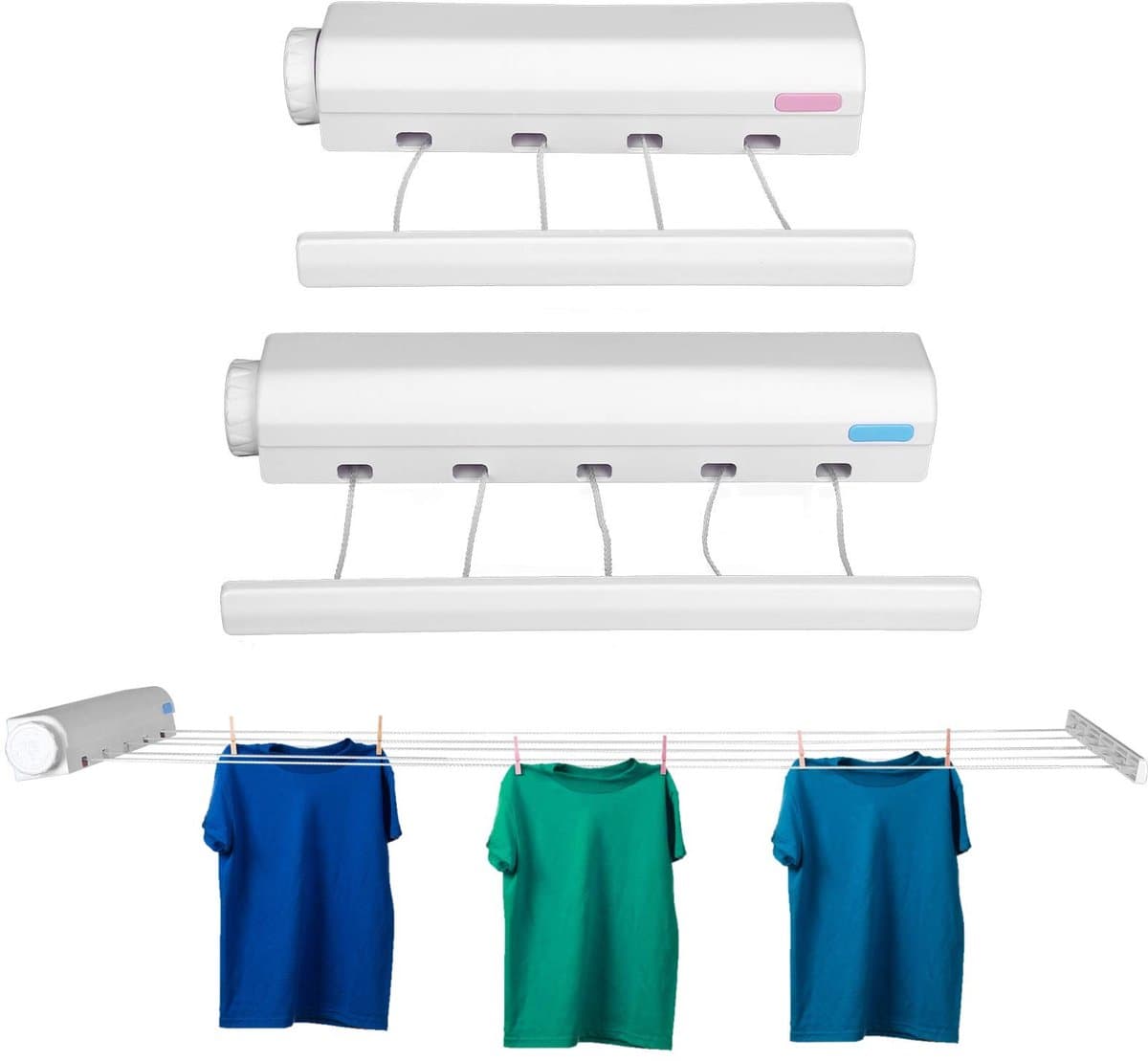 Dailygoods- Wasrek Uittrekbaar - Telescopisch Wasrek - Waslijn voor Buiten - Waslijn voor Binnen - Modern Ontwerp - Draagvermogen 8 kg — afbeelding 1