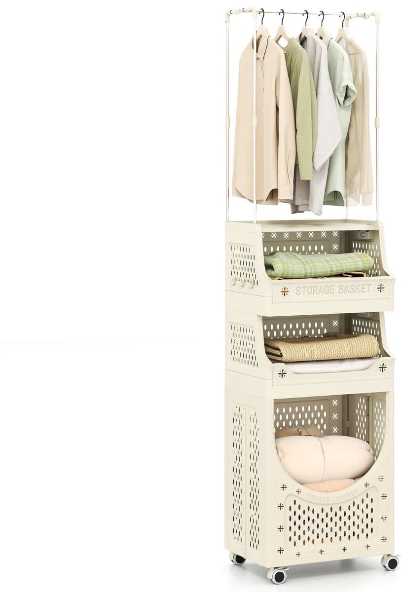 Wasmand Kast - Badkamerkast - Opbergmeubel - Wassorteerder - Kast met Wasmand - Beige — afbeelding 1