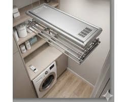 Foxydry Air 150 Elektrisch Wasdroogrek – Wand/Plafond Montage – Met Afstandsbediening – 160 cm – RVS & Aluminium – Zilver