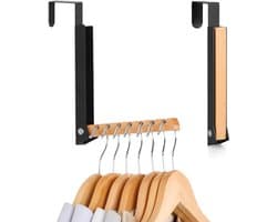 Reisdroogrek- Zonder boren - Opvouwbaar -Kledingstang - Achter-deur-hanger voor hotelkleding -Droogrek - Haak - 【Zwart】Set van 2, geschikt voor deuren tot 4,5 cm dik