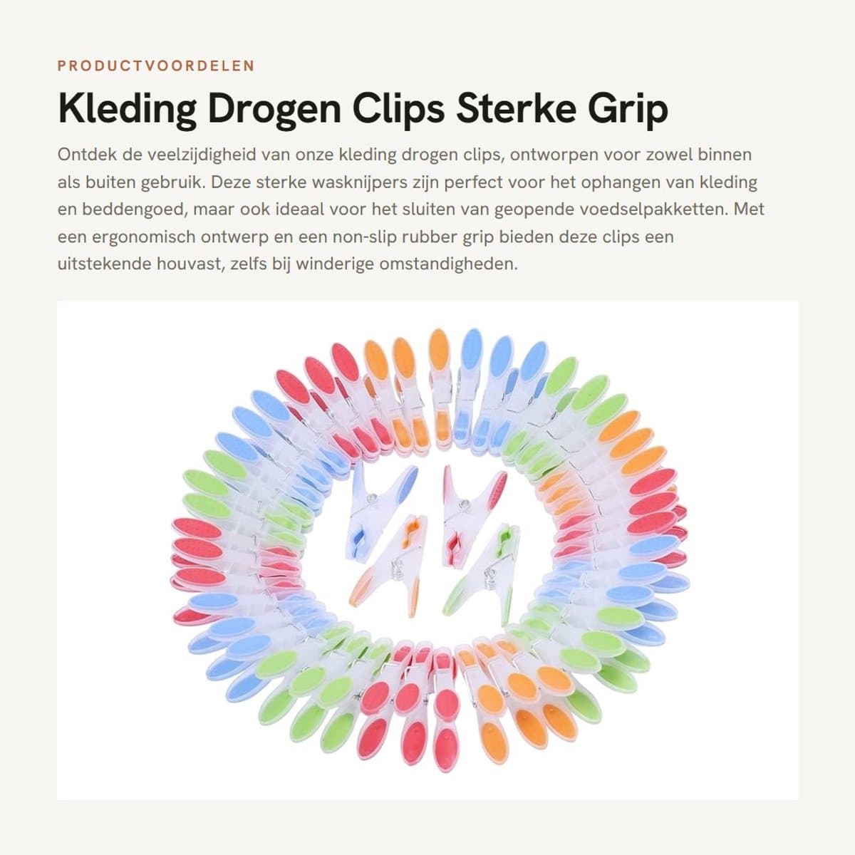Dailygoods- Kledingpinnen 72 Stuks - Sterke Grip - Extra Groot - Antislip - Voor Binnen/Buiten - Afmetingen 8 x 4 cm - Wasknijpers — afbeelding 1