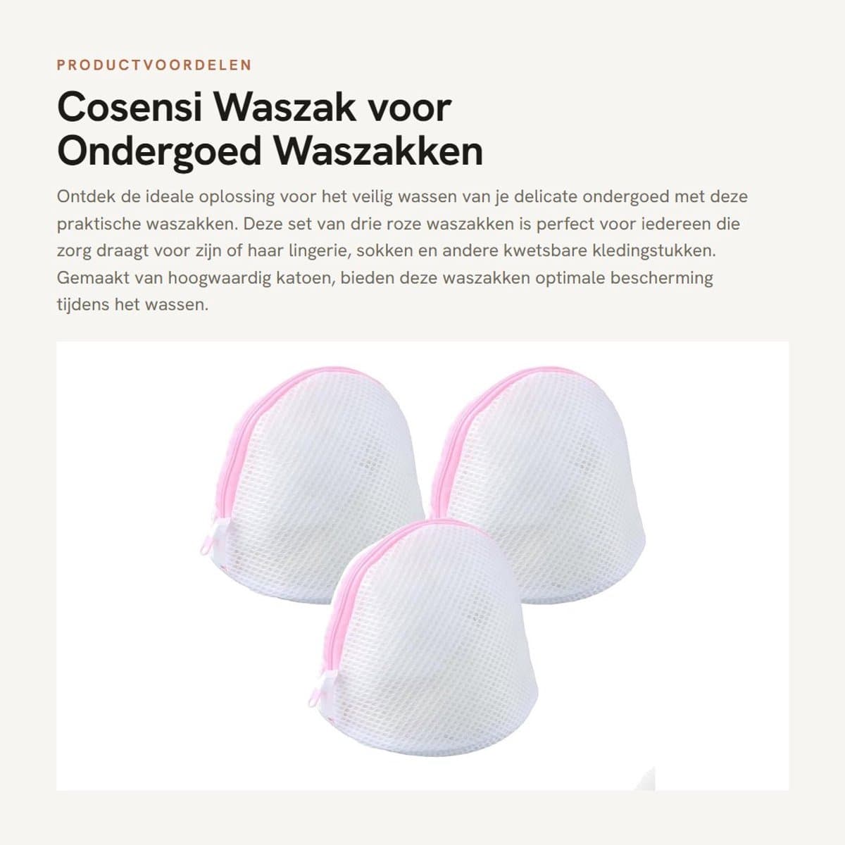 Dailygoods- Waszak met rits - Waszak voor ondergoed - Waszak voor sokken - Waszakken groot - Set van 3 - Roze katoen — afbeelding 1