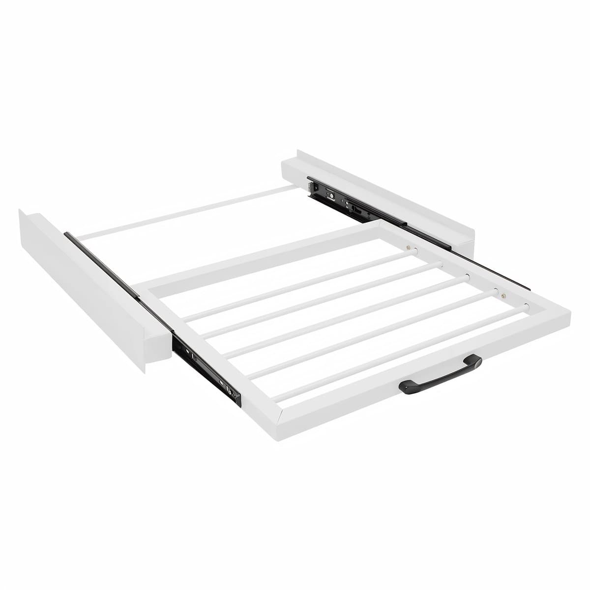 Wasrek - Uittrekbaar Droogrek voor Wasmachine en Droger - Universeel Tussenframe - 5 Stangen - Wit - 61 x 55 x 7,5 cm — afbeelding 1