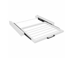Wasrek - Uittrekbaar Droogrek voor Wasmachine en Droger - Universeel Tussenframe - 5 Stangen - Wit - 61 x 55 x 7,5 cm