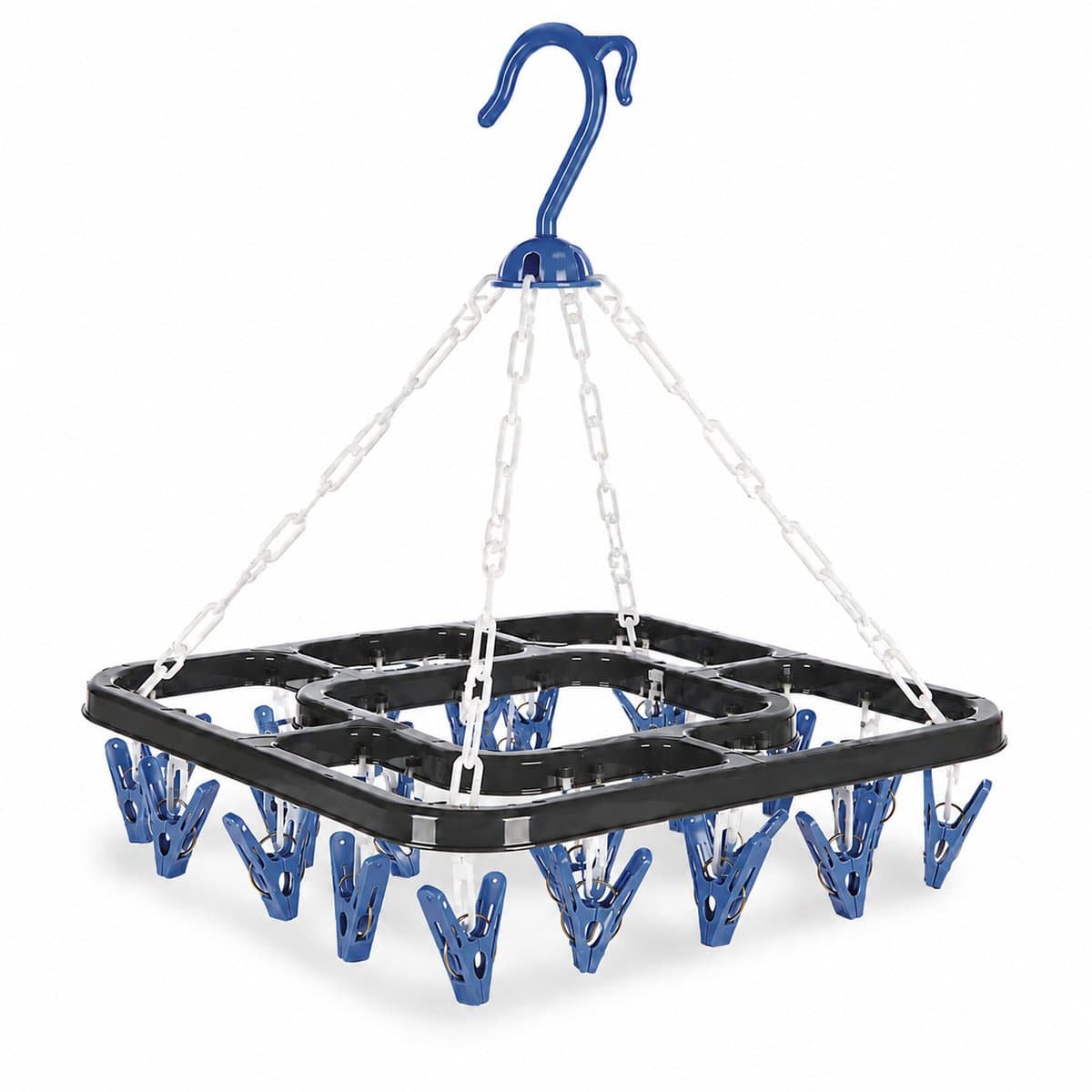 HEM Washanger Blauw met 18 Knijpers – Opvouwbaar Droogrek – Ondergoedhanger – Sokhanger – Camping Wasrek – 24x31 cm – Inclusief HEM Microvezeldoekje — afbeelding 1